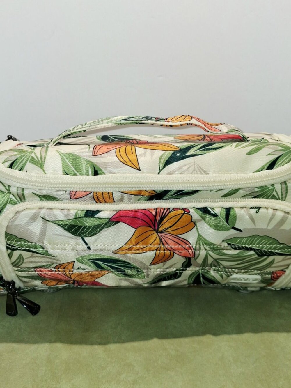 LUG Trolley Cosmetic Bag Tropical Floral Print Travel Makeup Organizer